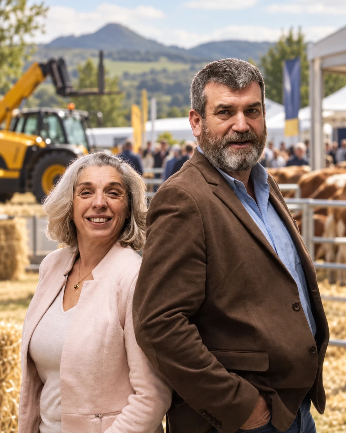 Visuel illustratif de Chrystelle et Pierre Emmanuel Faye, fondateurs d’IFP, dans l’ambiance du Sommet de l’Élevage.